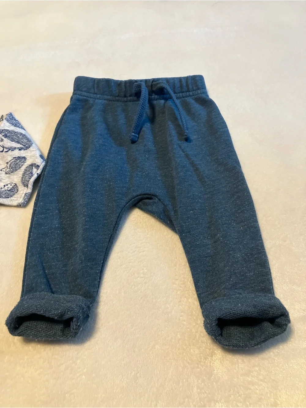Baby Two-Piece Outfit - Hedgehog Print Bodysuit & Navy Pants